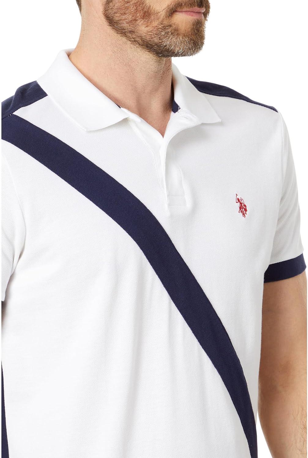 image:imageUS POLO ASSN Short Sleeve Slim Fit Sash Front Pique Knit Polo ShirtWhite