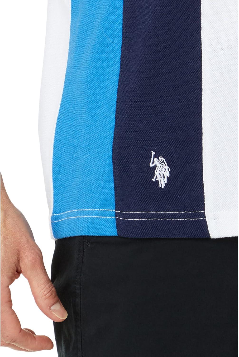 image:imageUS POLO ASSN mens Slim Fit Curved Piecing Pique Knit PoloWhite