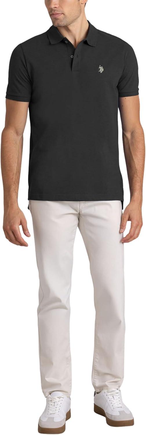image:imageUS Polo Assn Mens Classic Polo Shirt TwoButton Closure Pique Polo Shirt Summer Fashion Golf ShirtBlack Heather