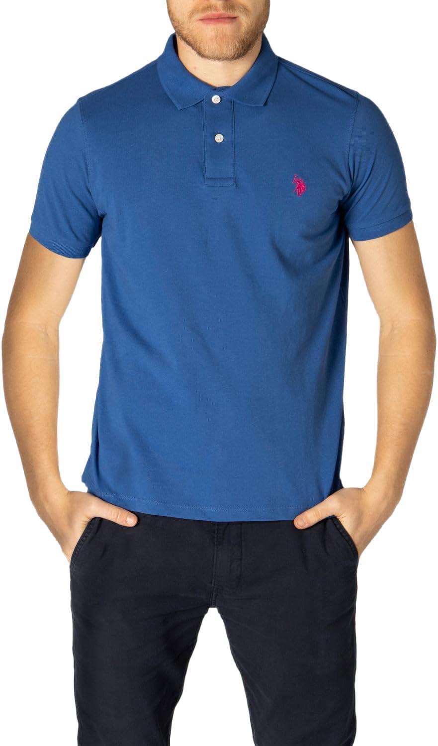 image:imageUS Polo Assn Mens Classic Polo Shirt TwoButton Closure Pique Polo Shirt Summer Fashion Golf ShirtBlue RaftRed