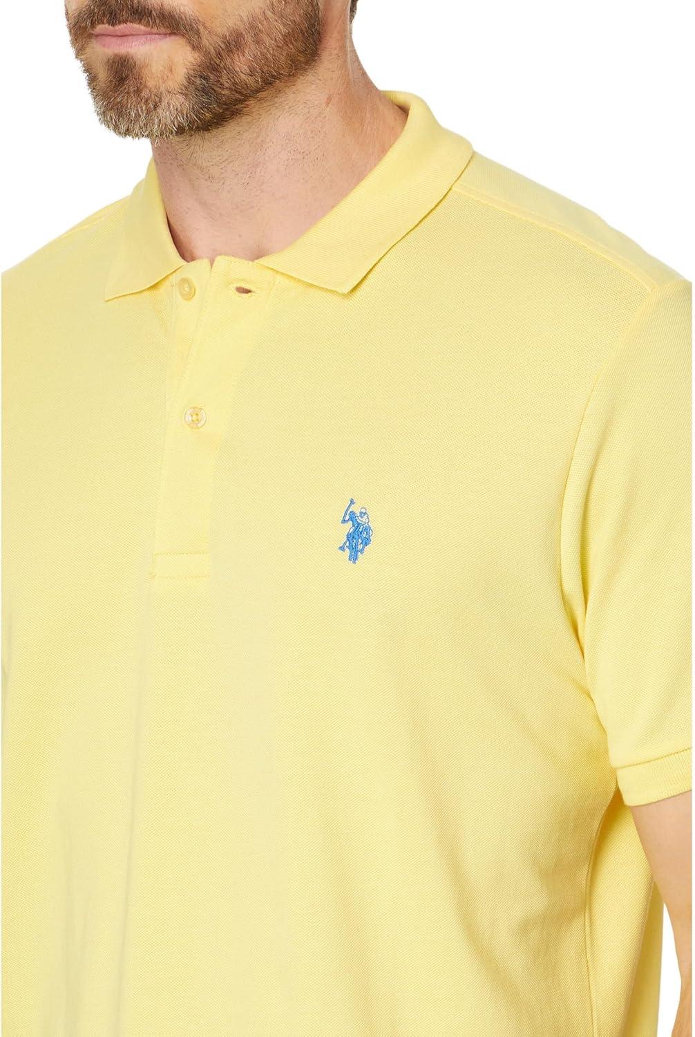 image:imageUS Polo Assn Mens Classic Polo Shirt TwoButton Closure Pique Polo Shirt Summer Fashion Golf ShirtCalifornia Yellow
