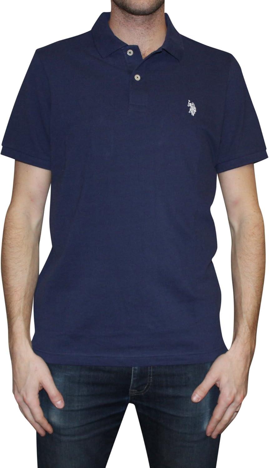 image:imageUS Polo Assn Mens Classic Polo Shirt TwoButton Closure Pique Polo Shirt Summer Fashion Golf ShirtClassic NavyWhite