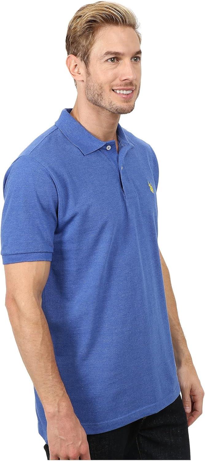 image:imageUS Polo Assn Mens Classic Polo Shirt TwoButton Closure Pique Polo Shirt Summer Fashion Golf ShirtCobalt Heather