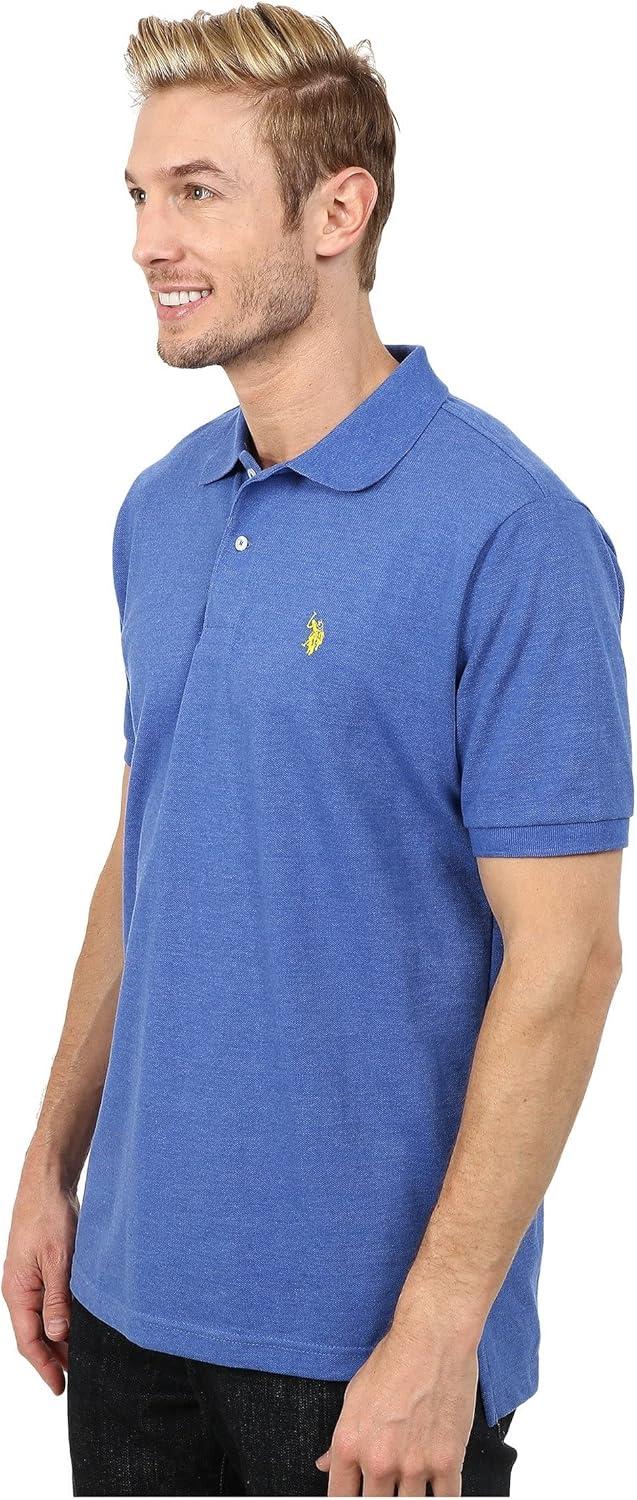 image:imageUS Polo Assn Mens Classic Polo Shirt TwoButton Closure Pique Polo Shirt Summer Fashion Golf ShirtCobalt Heather