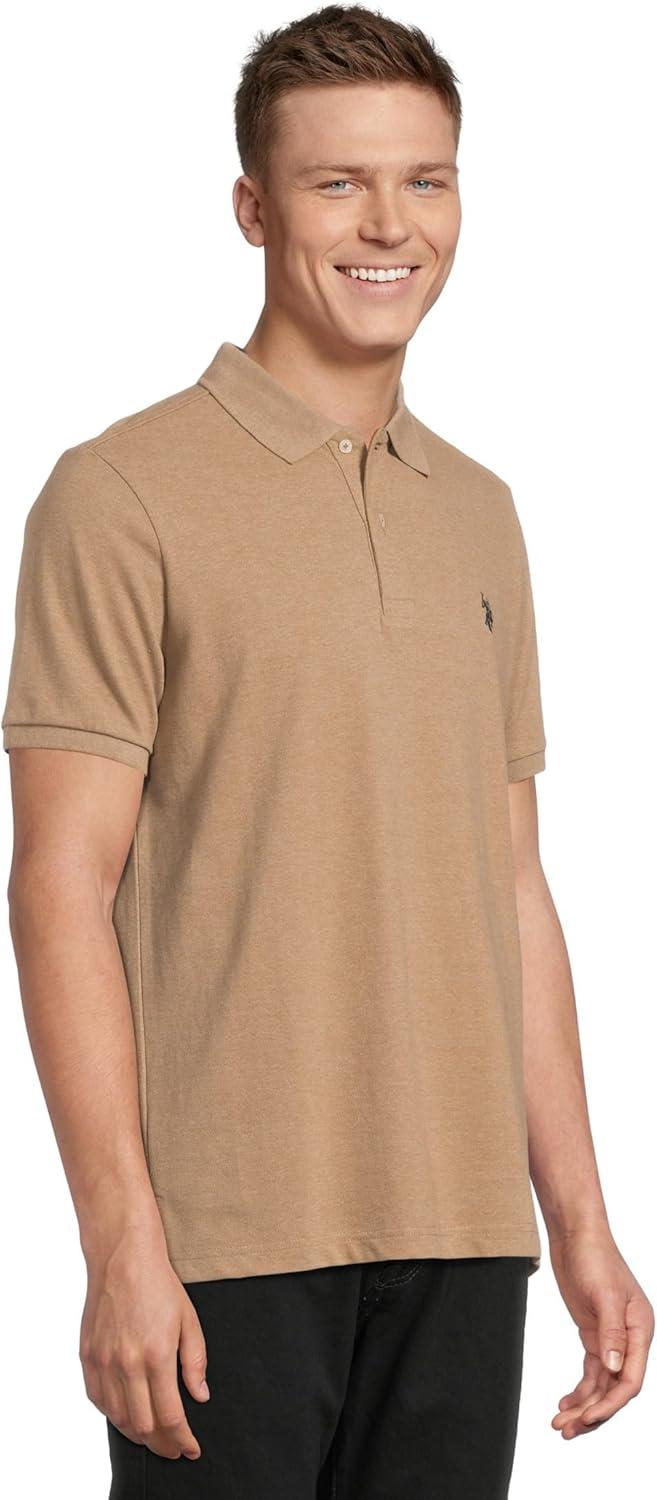 image:imageUS Polo Assn Mens Classic Polo Shirt TwoButton Closure Pique Polo Shirt Summer Fashion Golf ShirtCoffee Heather
