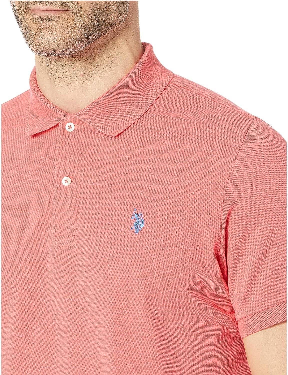 image:imageUS Polo Assn Mens Classic Polo Shirt TwoButton Closure Pique Polo Shirt Summer Fashion Golf ShirtCoral Shell Heather