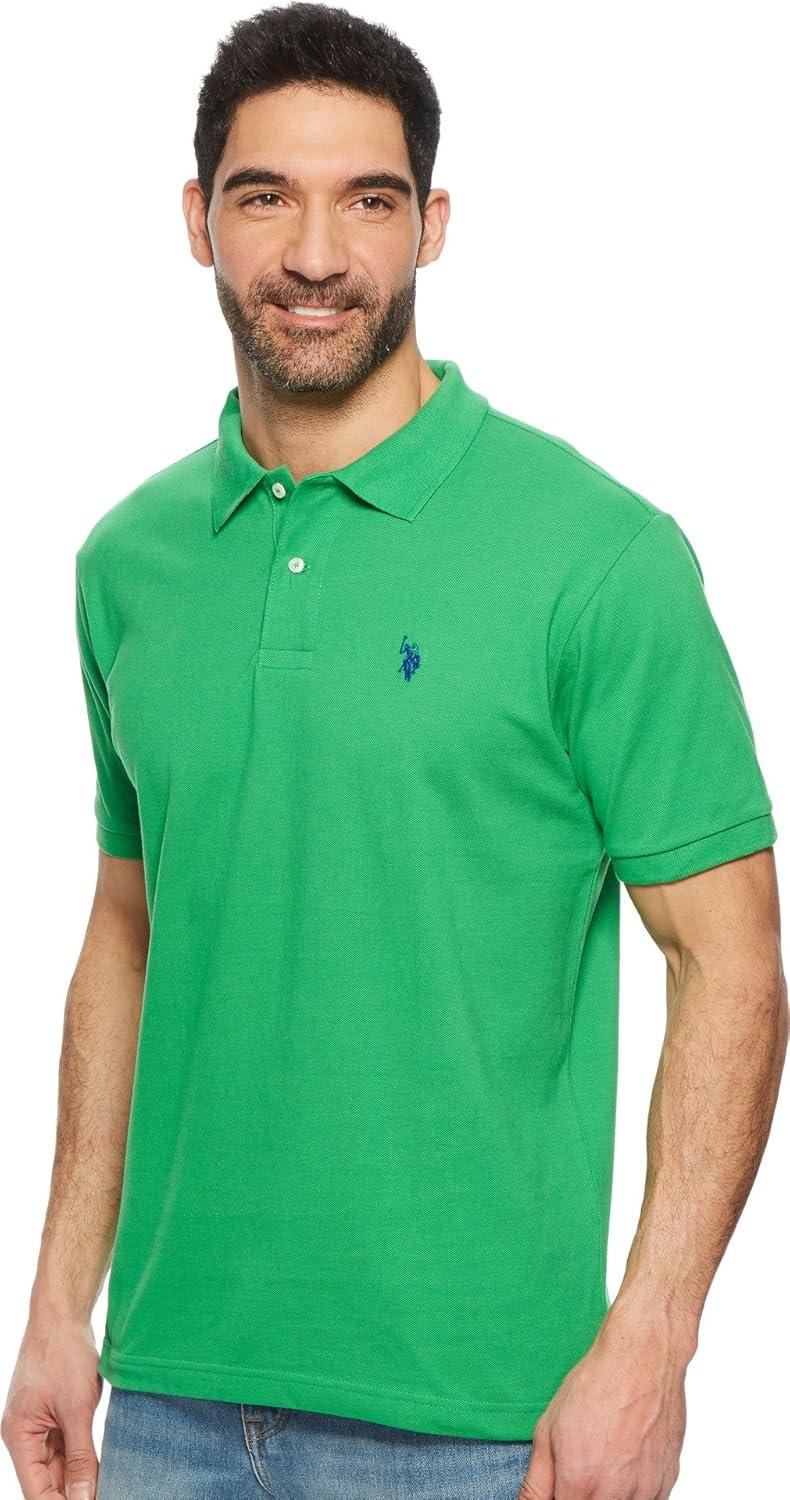 image:imageUS Polo Assn Mens Classic Polo Shirt TwoButton Closure Pique Polo Shirt Summer Fashion Golf ShirtCourt Green