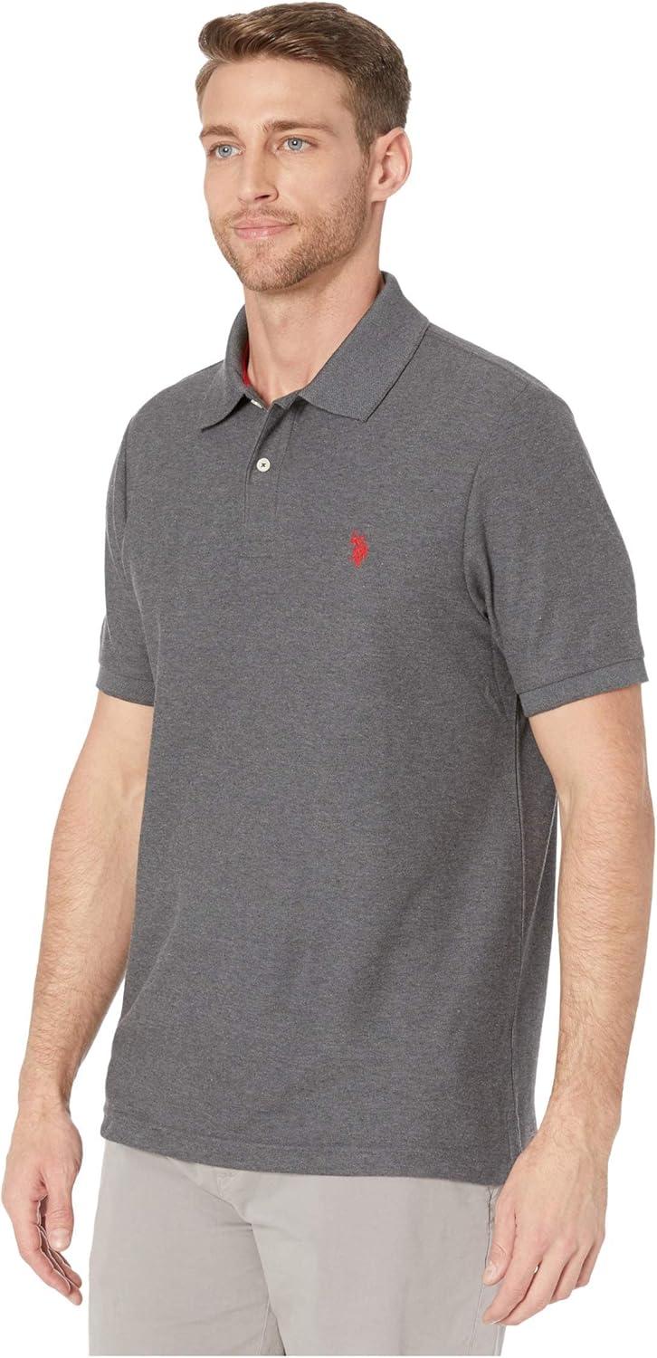 image:imageUS Polo Assn Mens Classic Polo Shirt TwoButton Closure Pique Polo Shirt Summer Fashion Golf ShirtDark Heather Grey