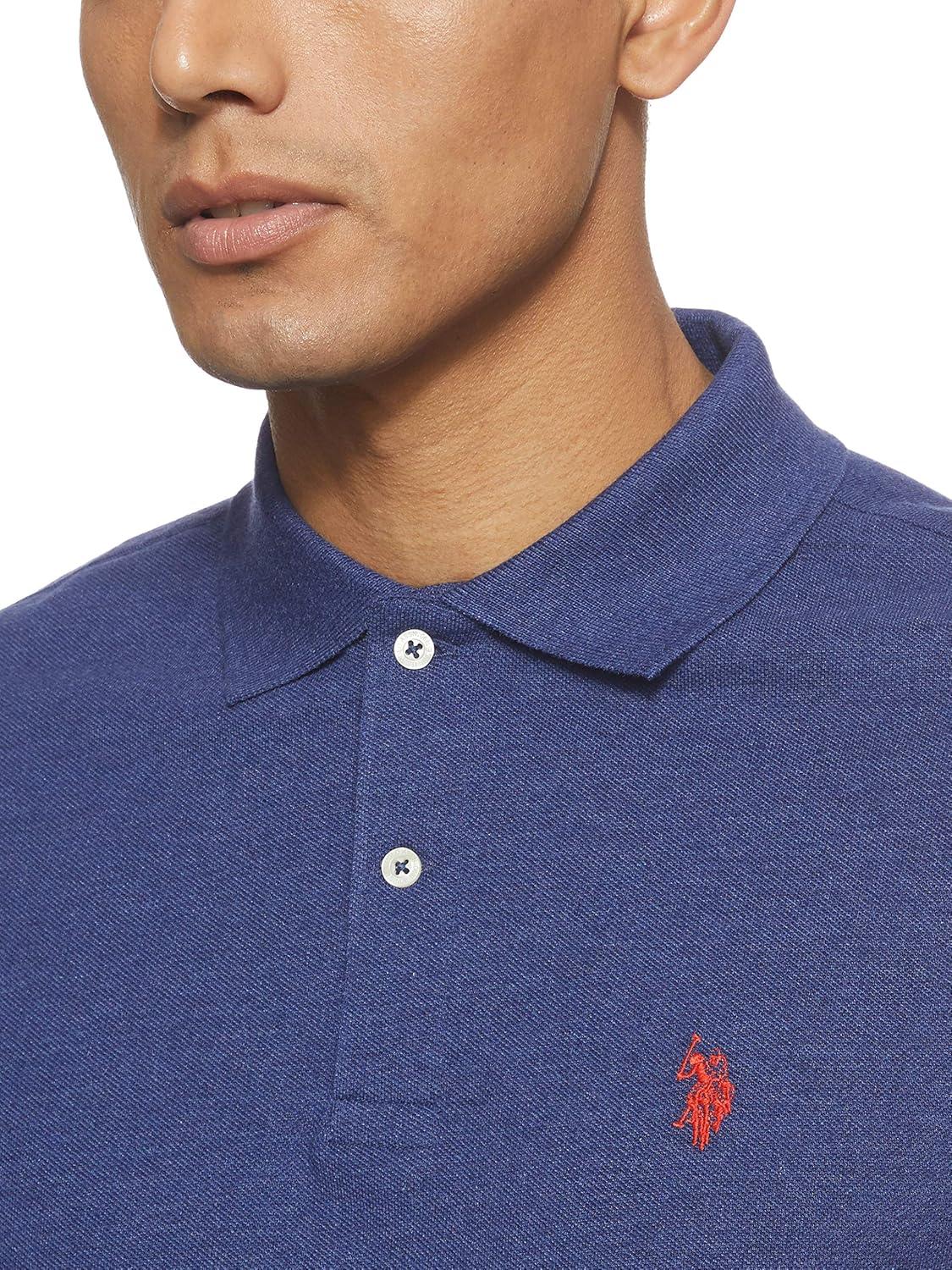 image:imageUS Polo Assn Mens Classic Polo Shirt TwoButton Closure Pique Polo Shirt Summer Fashion Golf ShirtDodger Blue Heather