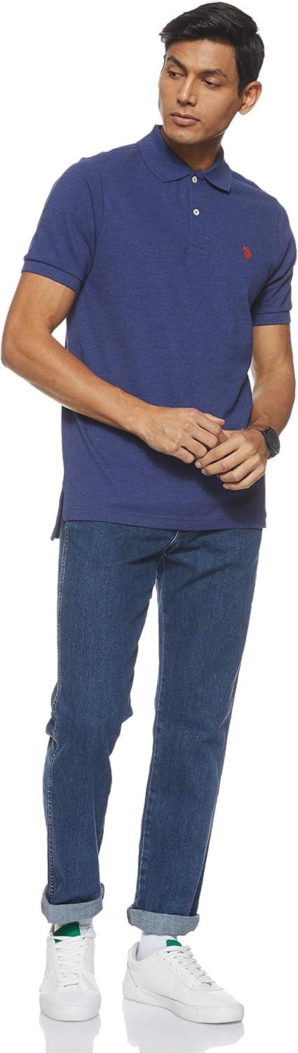 image:imageUS Polo Assn Mens Classic Polo Shirt TwoButton Closure Pique Polo Shirt Summer Fashion Golf ShirtDodger Blue Heather