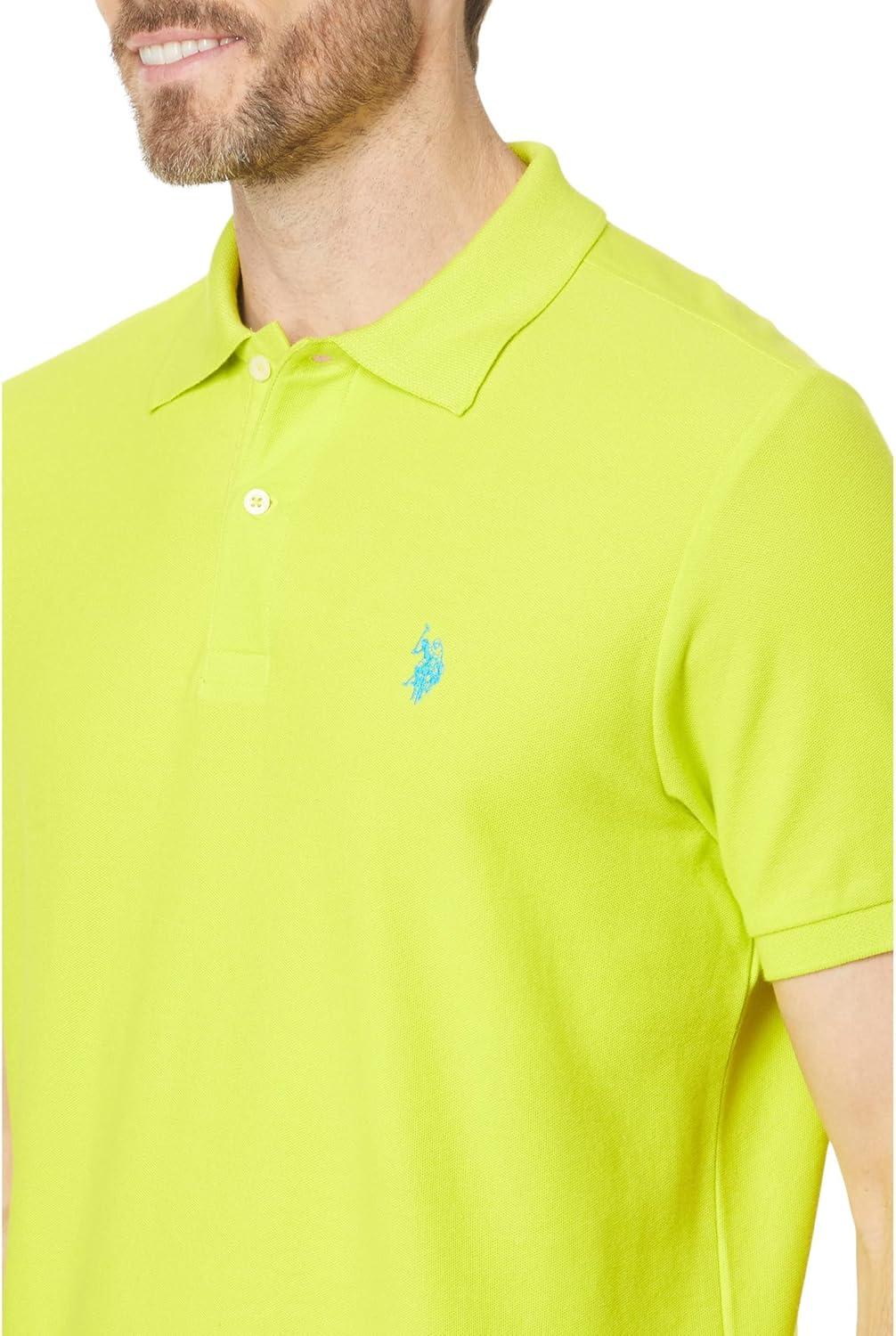 image:imageUS Polo Assn Mens Classic Polo Shirt TwoButton Closure Pique Polo Shirt Summer Fashion Golf ShirtElectric Lime