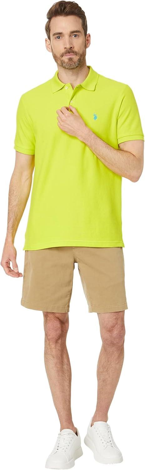 image:imageUS Polo Assn Mens Classic Polo Shirt TwoButton Closure Pique Polo Shirt Summer Fashion Golf ShirtElectric Lime