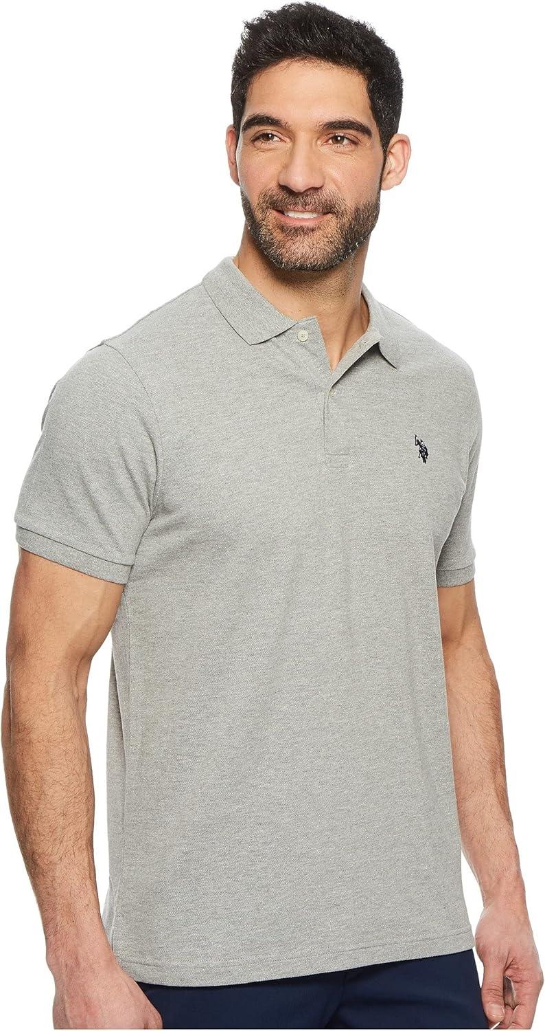 image:imageUS Polo Assn Mens Classic Polo Shirt TwoButton Closure Pique Polo Shirt Summer Fashion Golf ShirtHeather Grey
