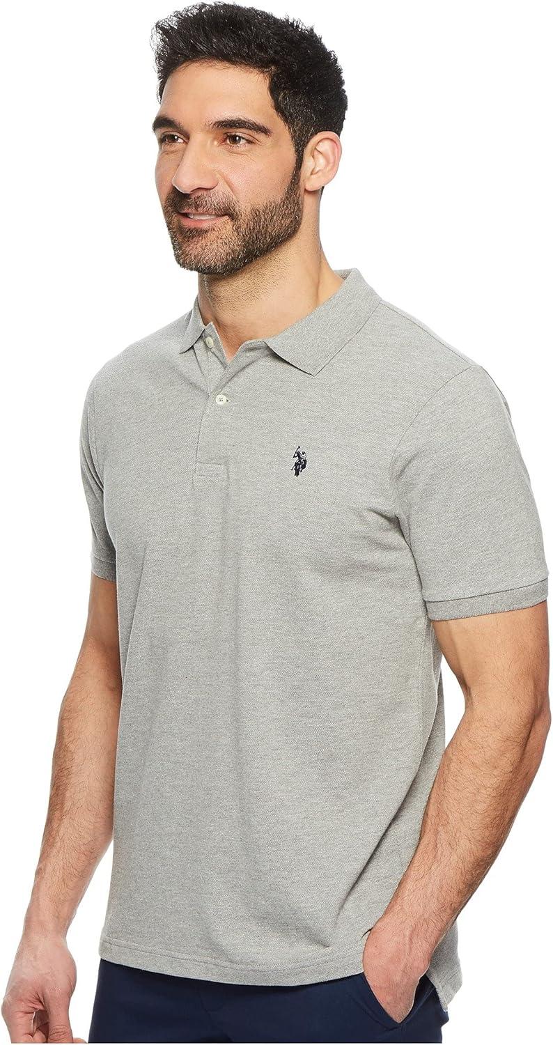 image:imageUS Polo Assn Mens Classic Polo Shirt TwoButton Closure Pique Polo Shirt Summer Fashion Golf ShirtHeather Grey