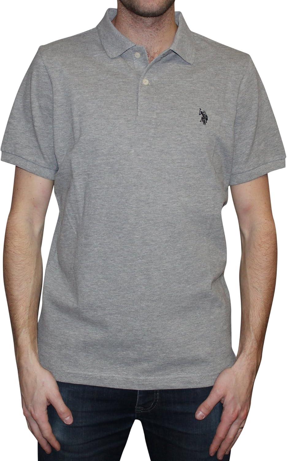 image:imageUS Polo Assn Mens Classic Polo Shirt TwoButton Closure Pique Polo Shirt Summer Fashion Golf ShirtHeather GreyBlack