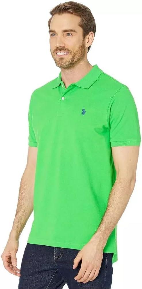 image:imageUS Polo Assn Mens Classic Polo Shirt TwoButton Closure Pique Polo Shirt Summer Fashion Golf ShirtHockney Green