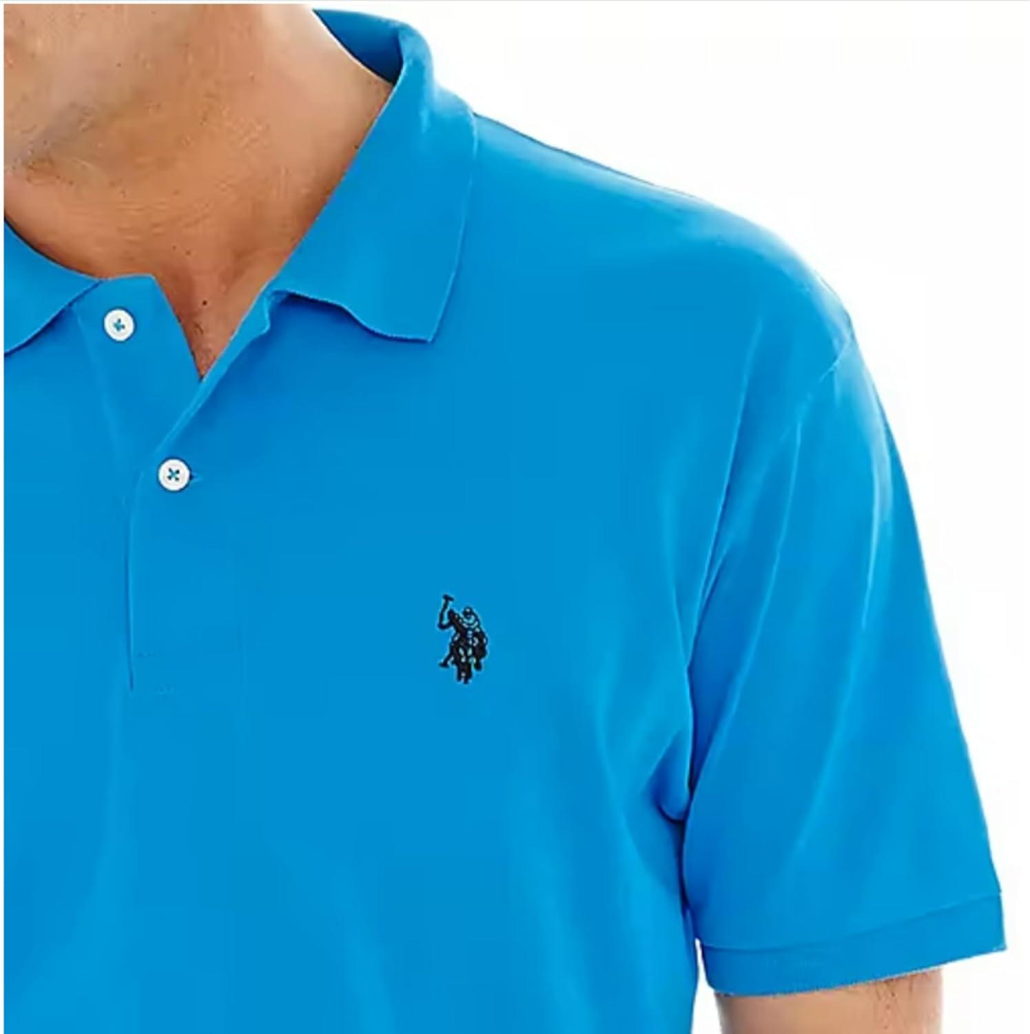image:imageUS Polo Assn Mens Classic Polo Shirt TwoButton Closure Pique Polo Shirt Summer Fashion Golf ShirtHorizon BlueBlue Raft