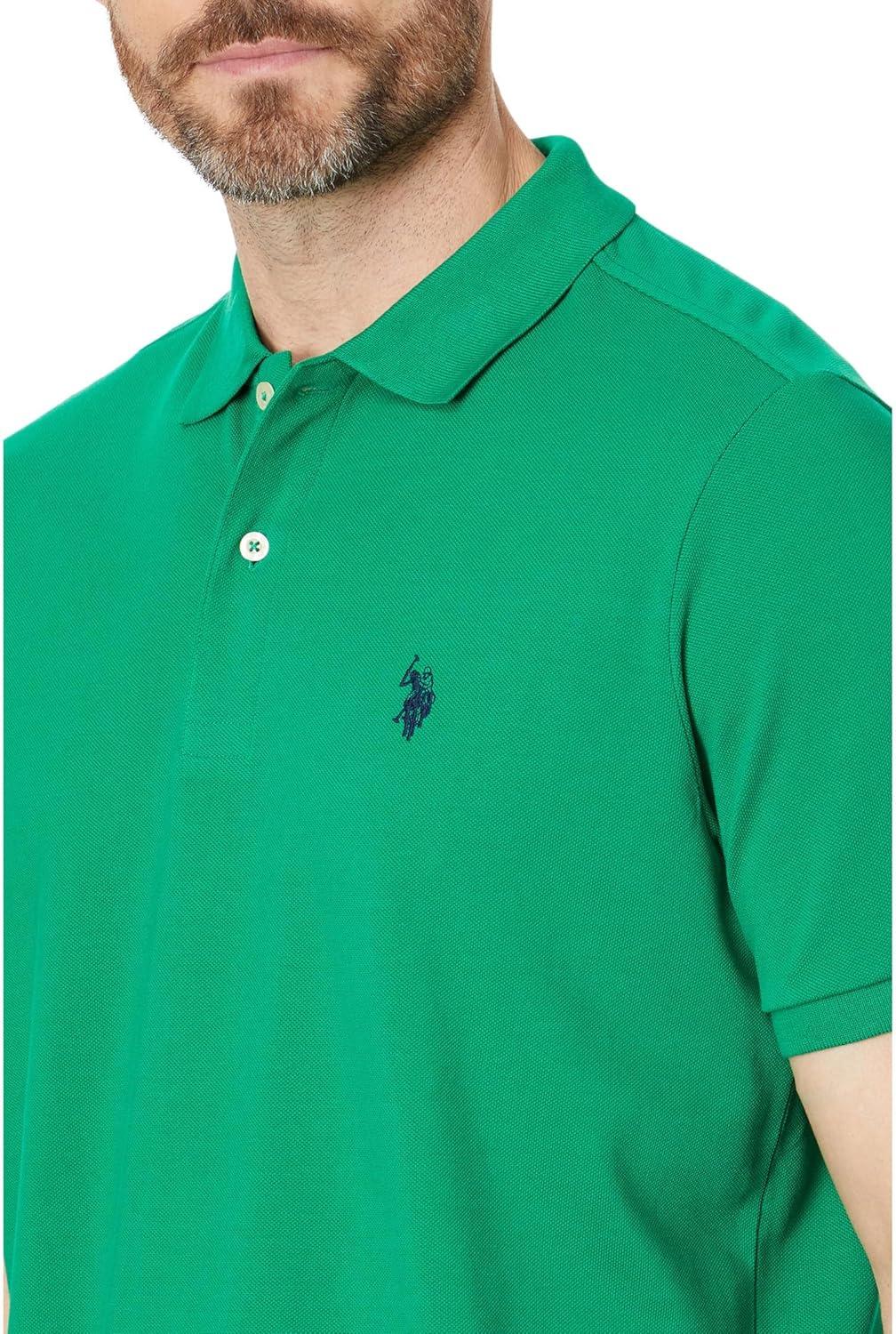image:imageUS Polo Assn Mens Classic Polo Shirt TwoButton Closure Pique Polo Shirt Summer Fashion Golf ShirtKelly GreenClassic Navy