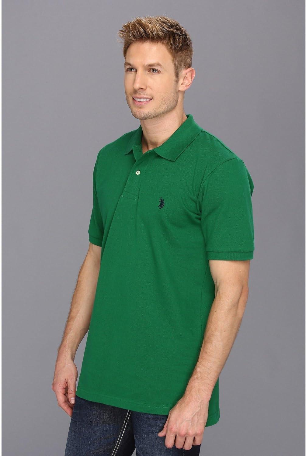 image:imageUS Polo Assn Mens Classic Polo Shirt TwoButton Closure Pique Polo Shirt Summer Fashion Golf ShirtKelly GreenClassic Navy