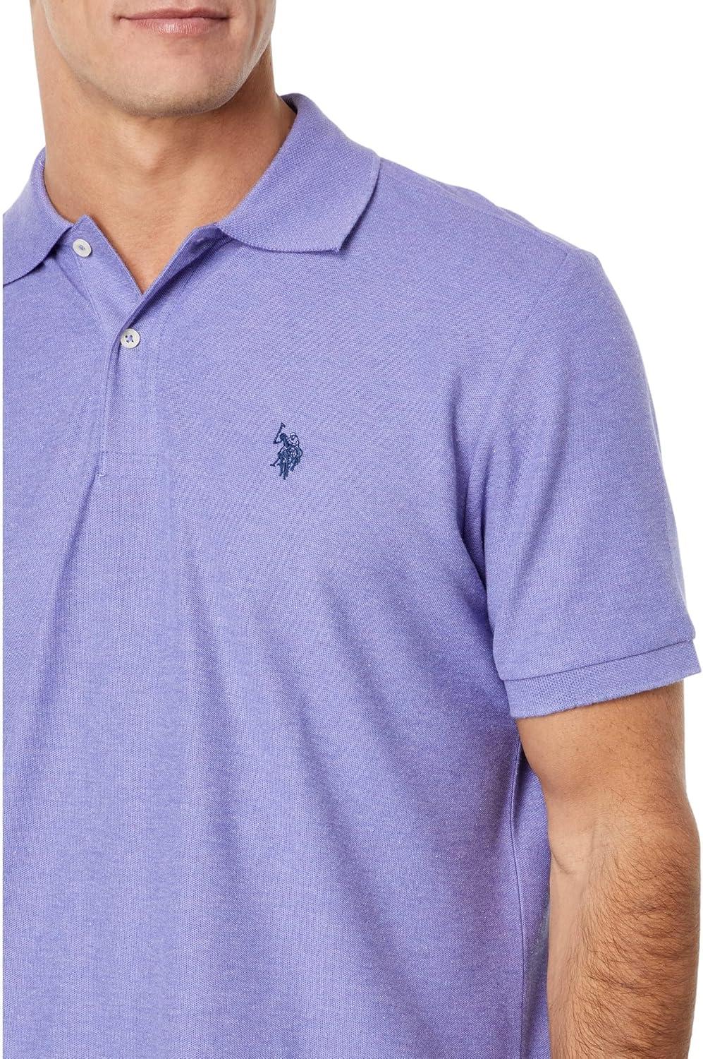 image:imageUS Polo Assn Mens Classic Polo Shirt TwoButton Closure Pique Polo Shirt Summer Fashion Golf ShirtLavender Heather