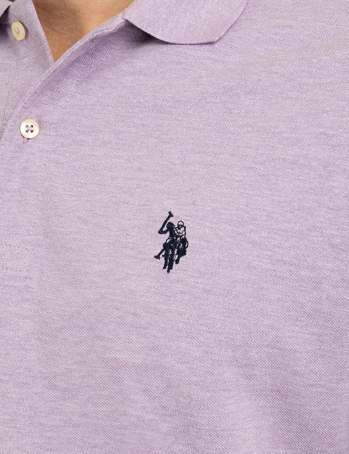 image:imageUS Polo Assn Mens Classic Polo Shirt TwoButton Closure Pique Polo Shirt Summer Fashion Golf ShirtLilac Heather