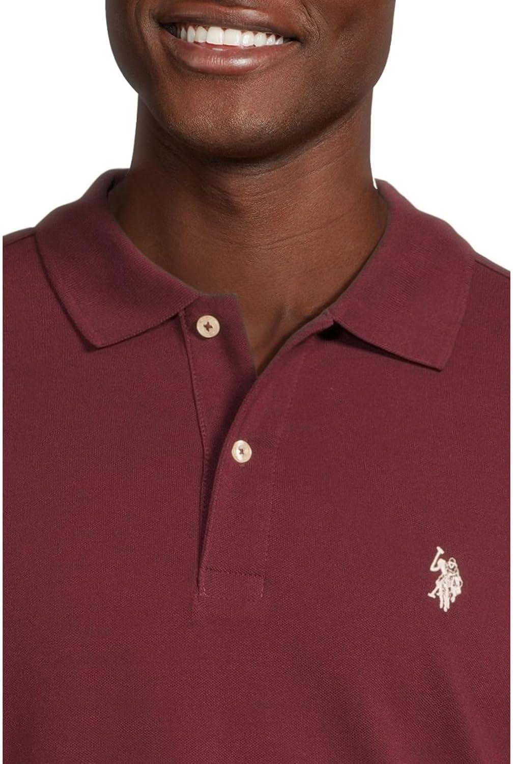 image:imageUS Polo Assn Mens Classic Polo Shirt TwoButton Closure Pique Polo Shirt Summer Fashion Golf ShirtMaroon Fall
