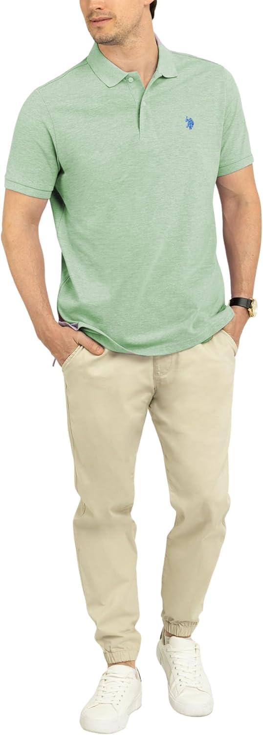 image:imageUS Polo Assn Mens Classic Polo Shirt TwoButton Closure Pique Polo Shirt Summer Fashion Golf ShirtMint Tea Heather