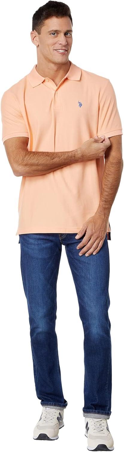 image:imageUS Polo Assn Mens Classic Polo Shirt TwoButton Closure Pique Polo Shirt Summer Fashion Golf ShirtPeach Nectar