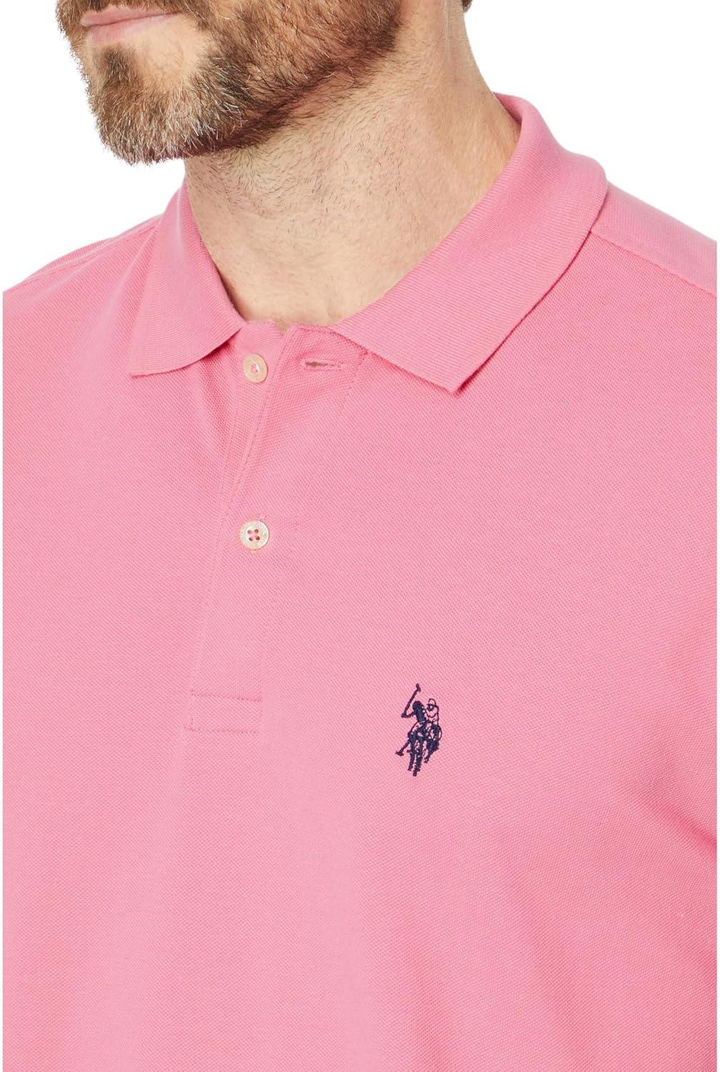 image:imageUS Polo Assn Mens Classic Polo Shirt TwoButton Closure Pique Polo Shirt Summer Fashion Golf ShirtPink Movement