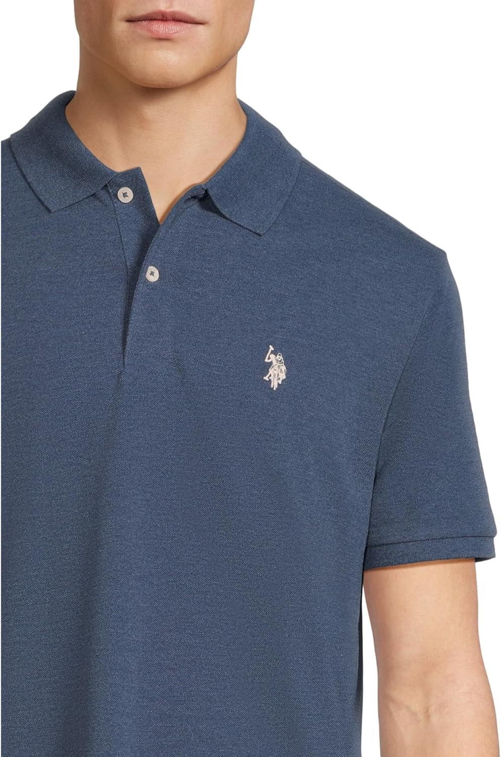 image:imageUS Polo Assn Mens Classic Polo Shirt TwoButton Closure Pique Polo Shirt Summer Fashion Golf ShirtRinse Blue Heather