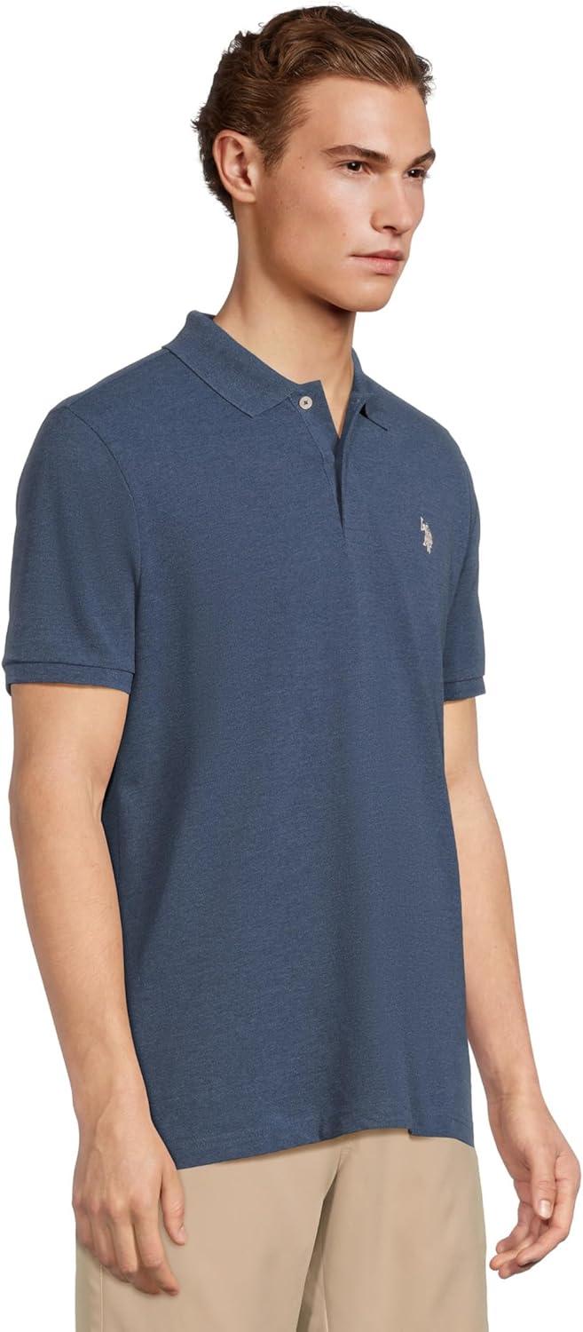 image:imageUS Polo Assn Mens Classic Polo Shirt TwoButton Closure Pique Polo Shirt Summer Fashion Golf ShirtRinse Blue Heather