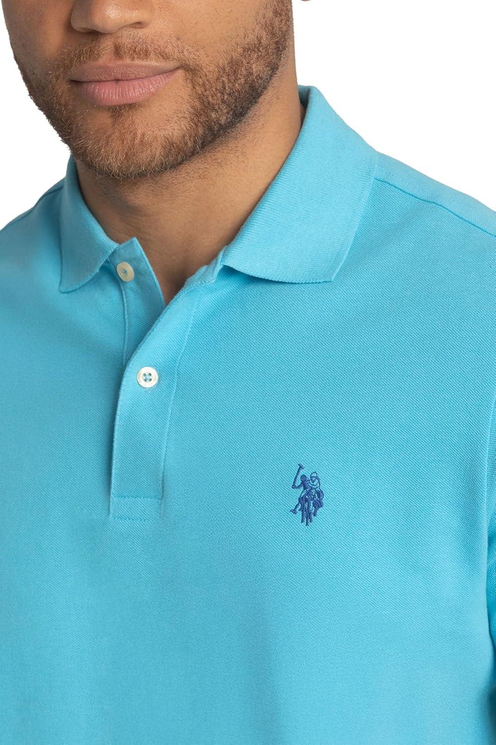 image:imageUS Polo Assn Mens Classic Polo Shirt TwoButton Closure Pique Polo Shirt Summer Fashion Golf ShirtRiver Blue