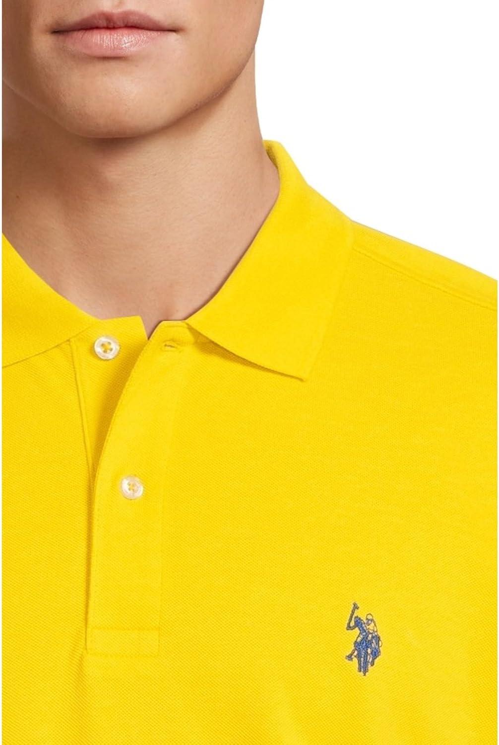 image:imageUS Polo Assn Mens Classic Polo Shirt TwoButton Closure Pique Polo Shirt Summer Fashion Golf ShirtScoring Yellow
