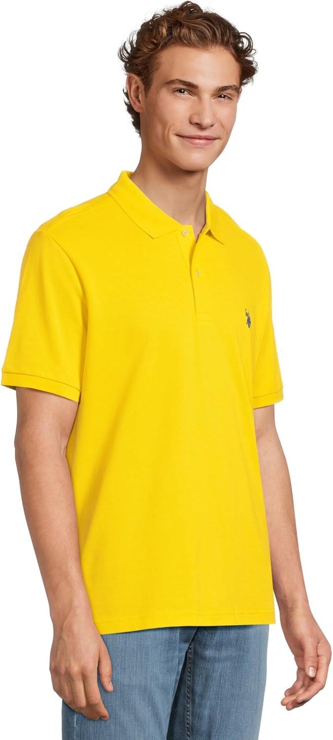 image:imageUS Polo Assn Mens Classic Polo Shirt TwoButton Closure Pique Polo Shirt Summer Fashion Golf ShirtScoring Yellow
