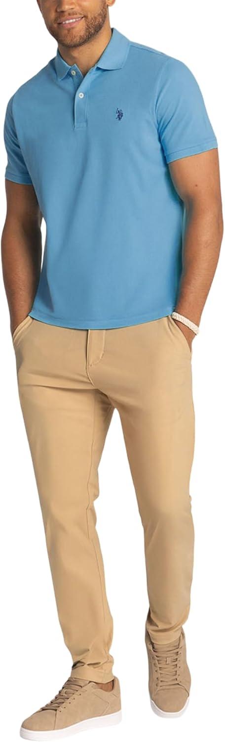 image:imageUS Polo Assn Mens Classic Polo Shirt TwoButton Closure Pique Polo Shirt Summer Fashion Golf ShirtSedona Blue