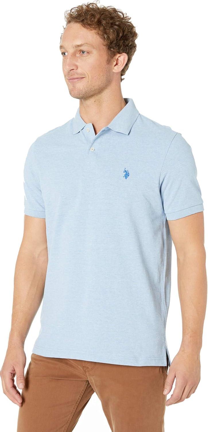 image:imageUS Polo Assn Mens Classic Polo Shirt TwoButton Closure Pique Polo Shirt Summer Fashion Golf ShirtSurf Blue Heather