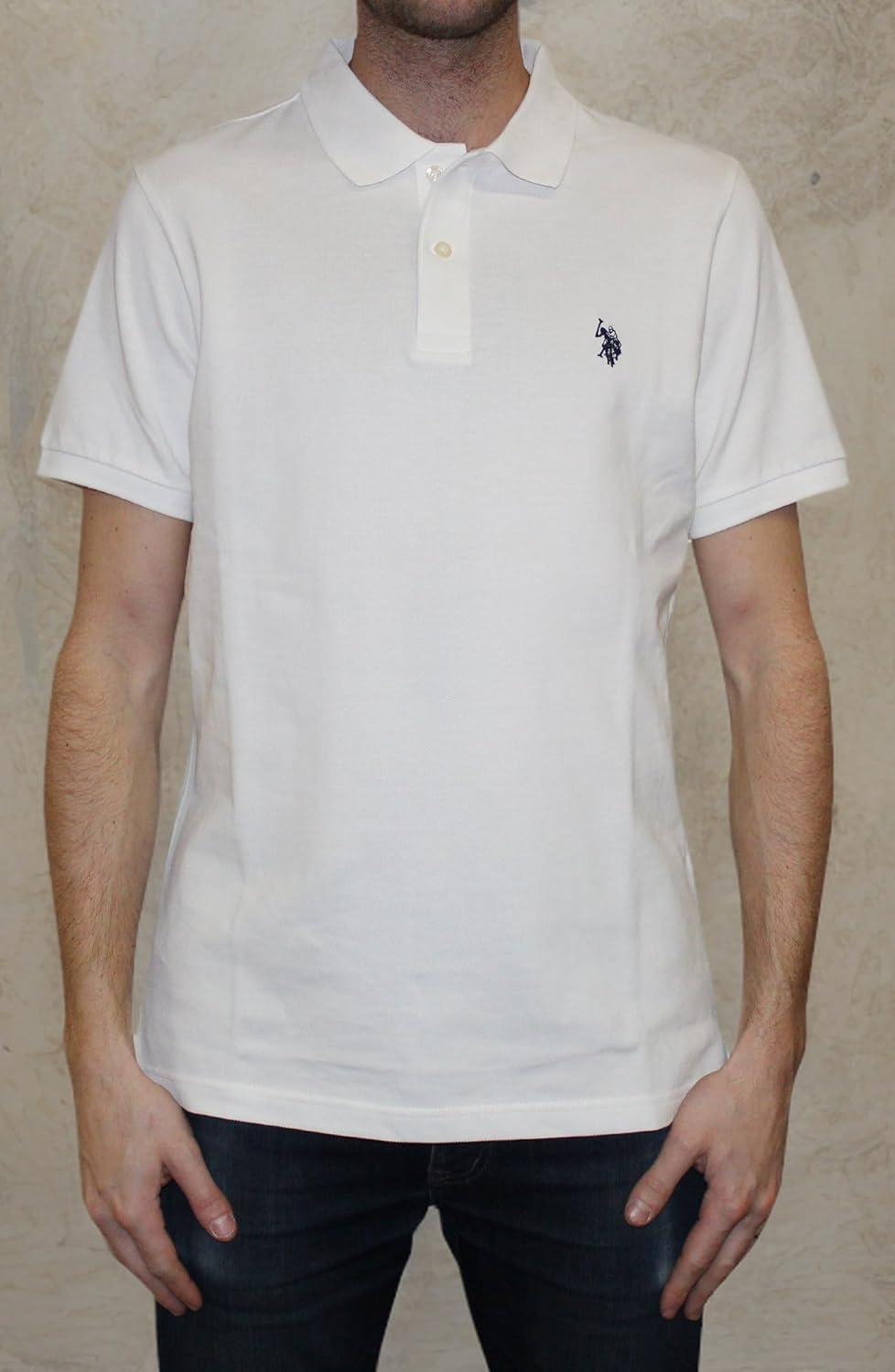 image:imageUS Polo Assn Mens Classic Polo Shirt TwoButton Closure Pique Polo Shirt Summer Fashion Golf ShirtWhiteBlack