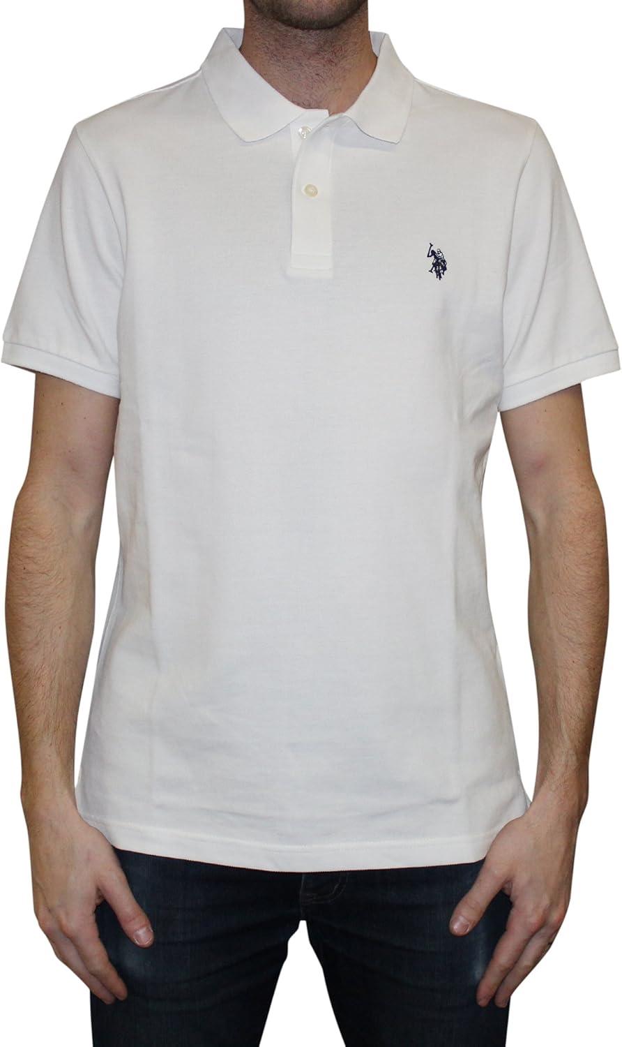 image:imageUS Polo Assn Mens Classic Polo Shirt TwoButton Closure Pique Polo Shirt Summer Fashion Golf ShirtWhiteBlack