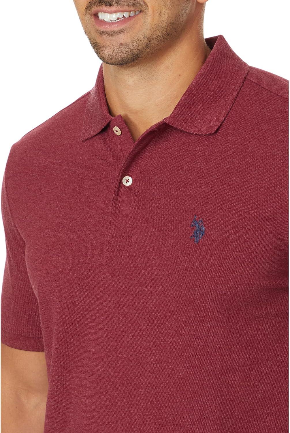 image:imageUS Polo Assn Mens Classic Polo Shirt TwoButton Closure Pique Polo Shirt Summer Fashion Golf ShirtWine Valley Heather