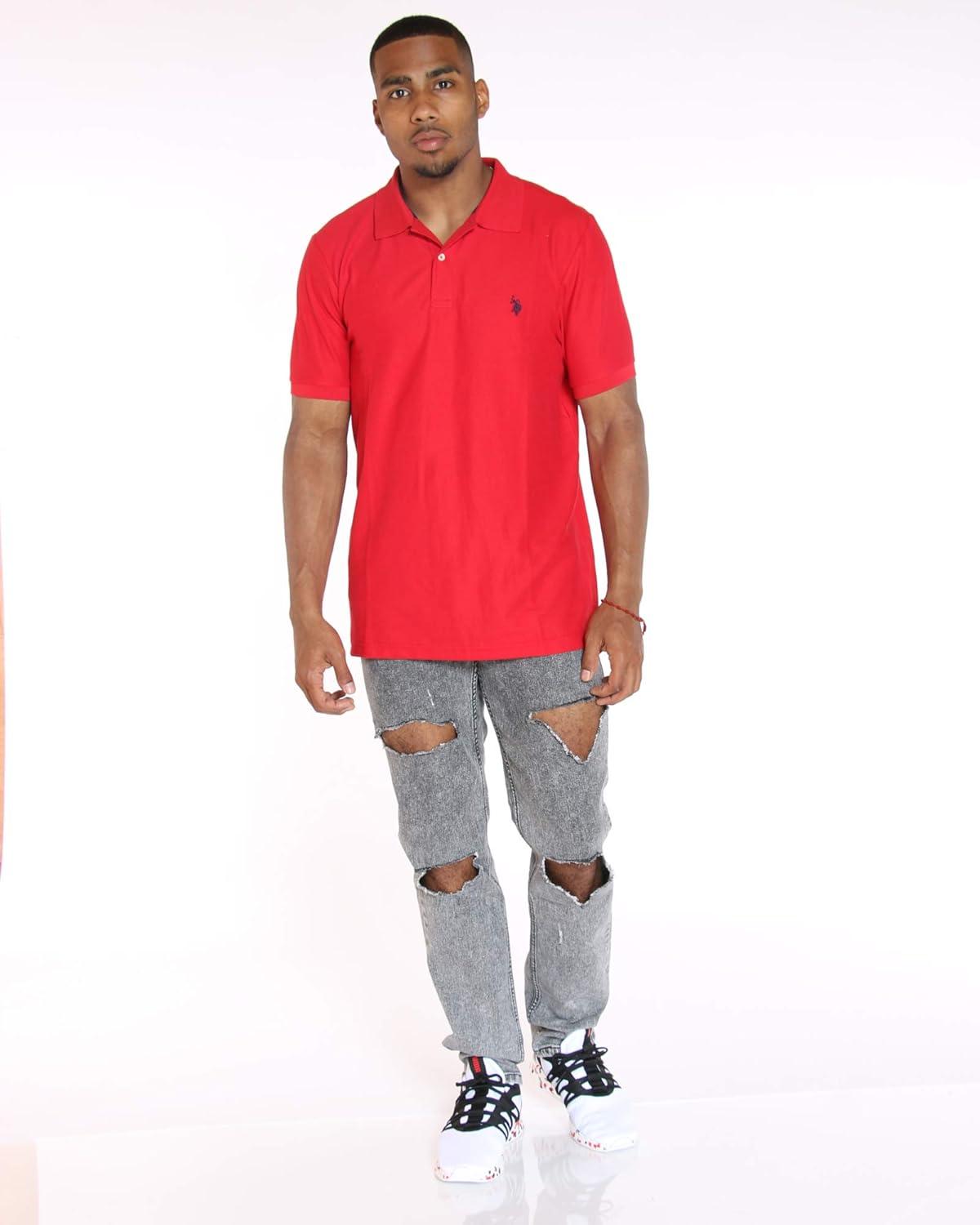 image:imageUS Polo Assn Mens Classic Polo Shirt TwoButton Closure Pique Polo Shirt Summer Fashion Golf ShirtWinning Red