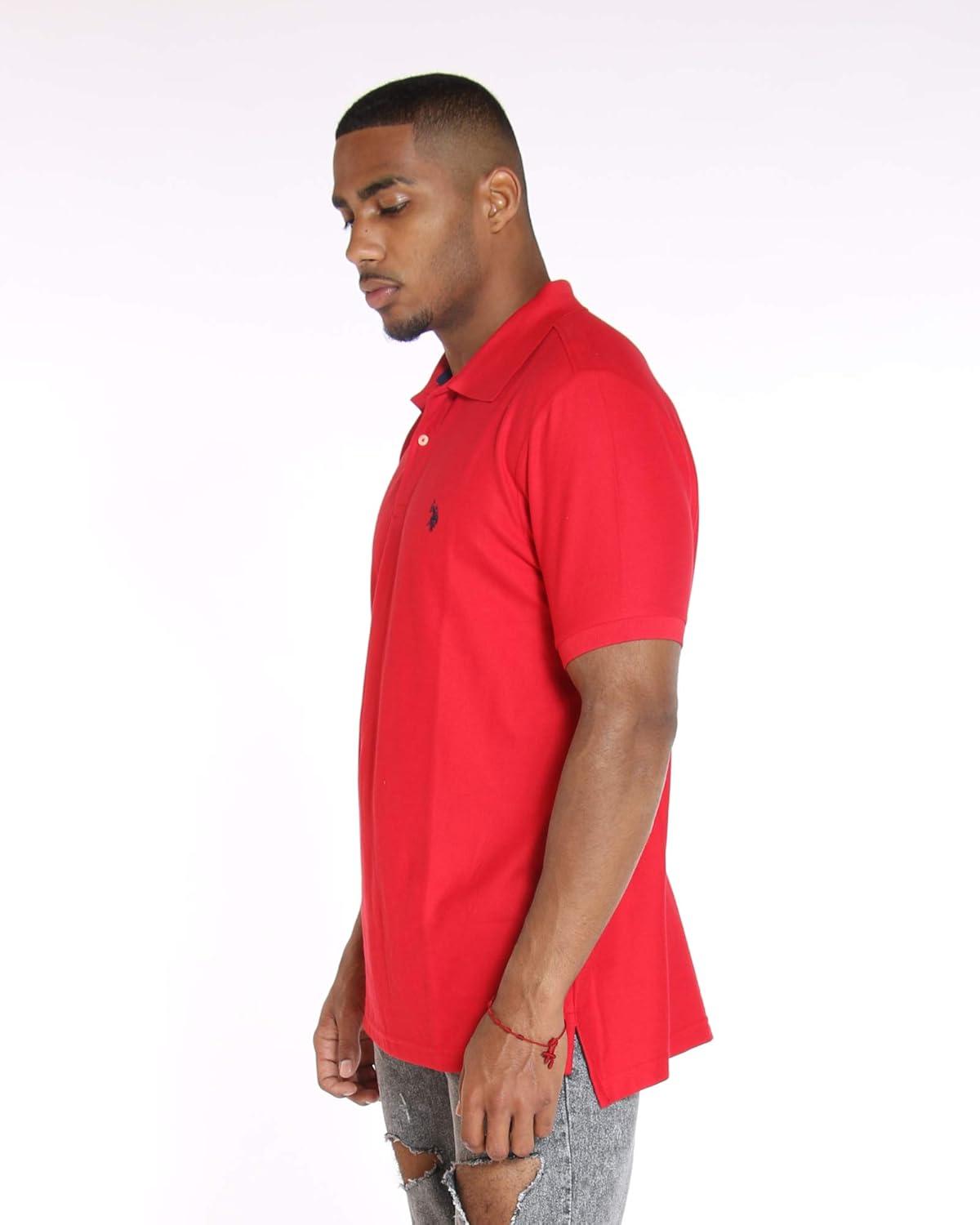 image:imageUS Polo Assn Mens Classic Polo Shirt TwoButton Closure Pique Polo Shirt Summer Fashion Golf ShirtWinning Red