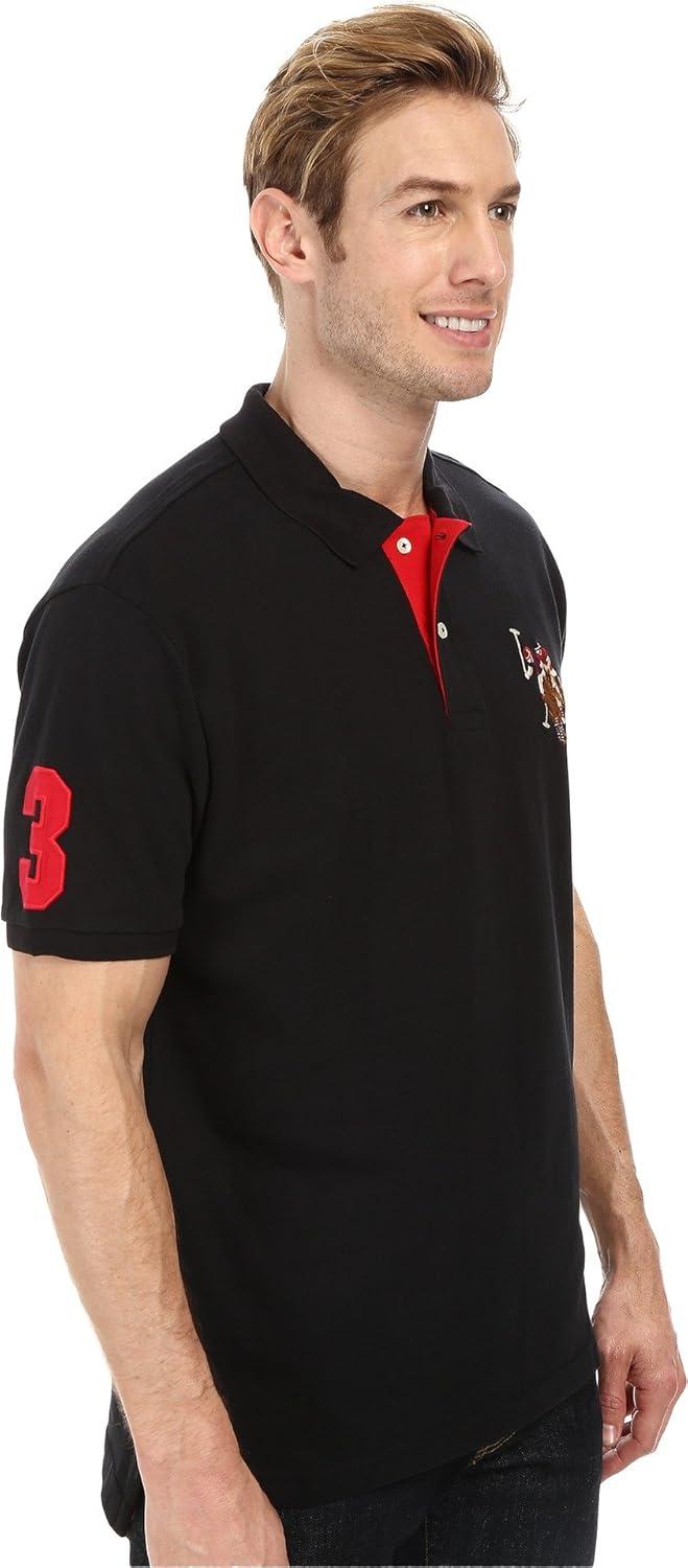 image:imageUS Polo Assn Mens Multi Color Logo Solid Pique Polo ShirtBlack