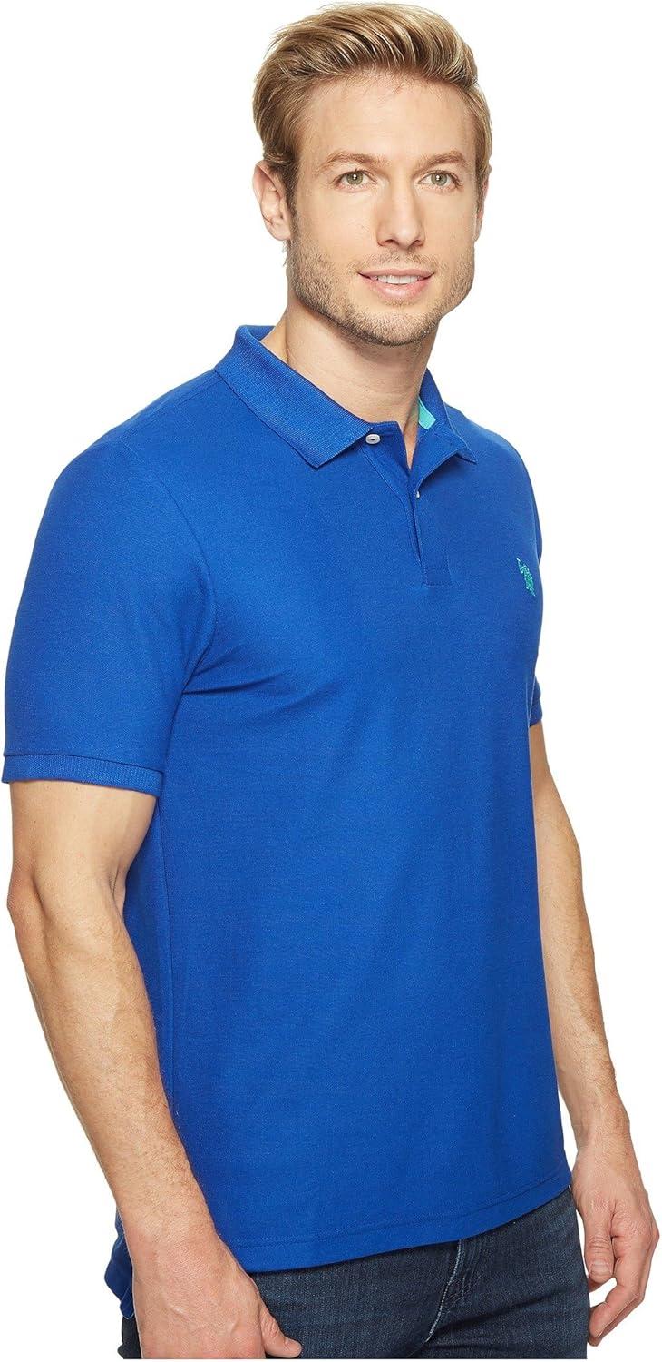 image:imageUS Polo Assn Mens Multi Color Logo Solid Pique Polo ShirtBlue Raft