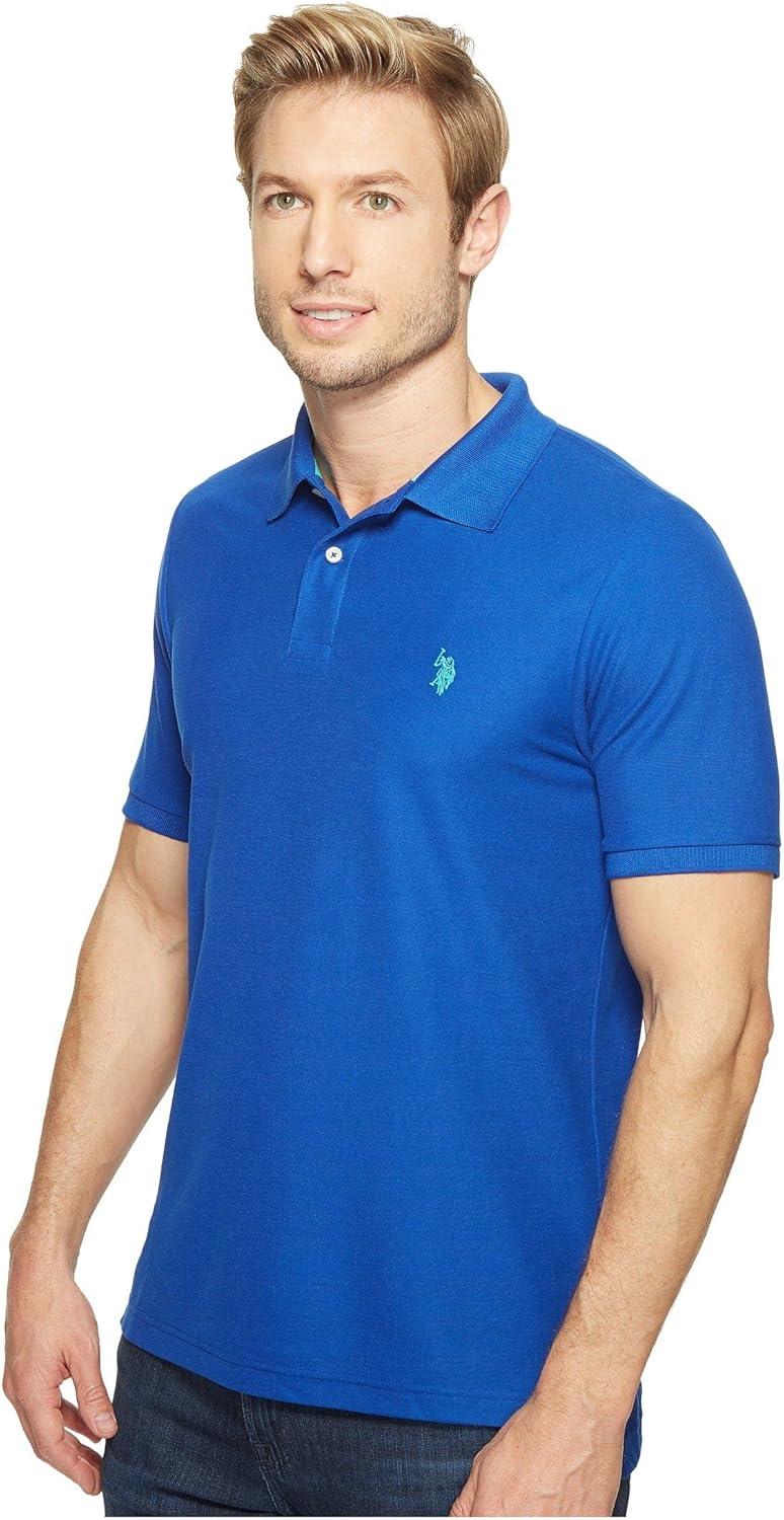 image:imageUS Polo Assn Mens Multi Color Logo Solid Pique Polo ShirtBlue Raft