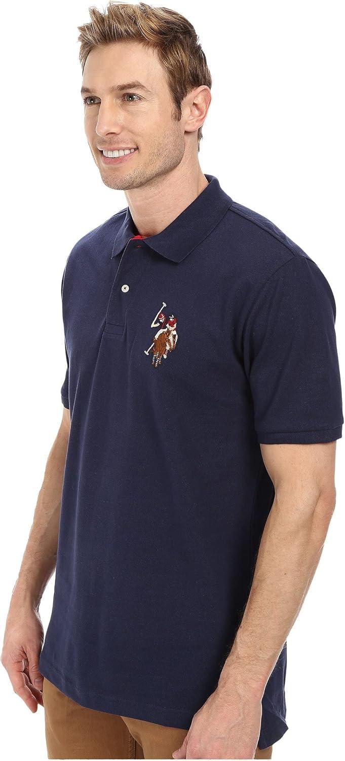 image:imageUS Polo Assn Mens Multi Color Logo Solid Pique Polo ShirtClassic Navy