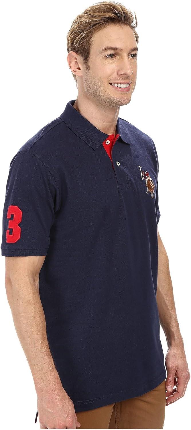 image:imageUS Polo Assn Mens Multi Color Logo Solid Pique Polo ShirtClassic Navy