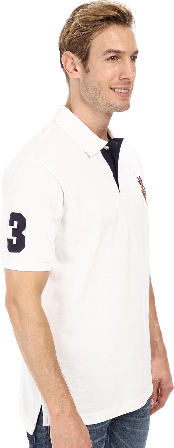 image:imageUS Polo Assn Mens Multi Color Logo Solid Pique Polo ShirtWhite