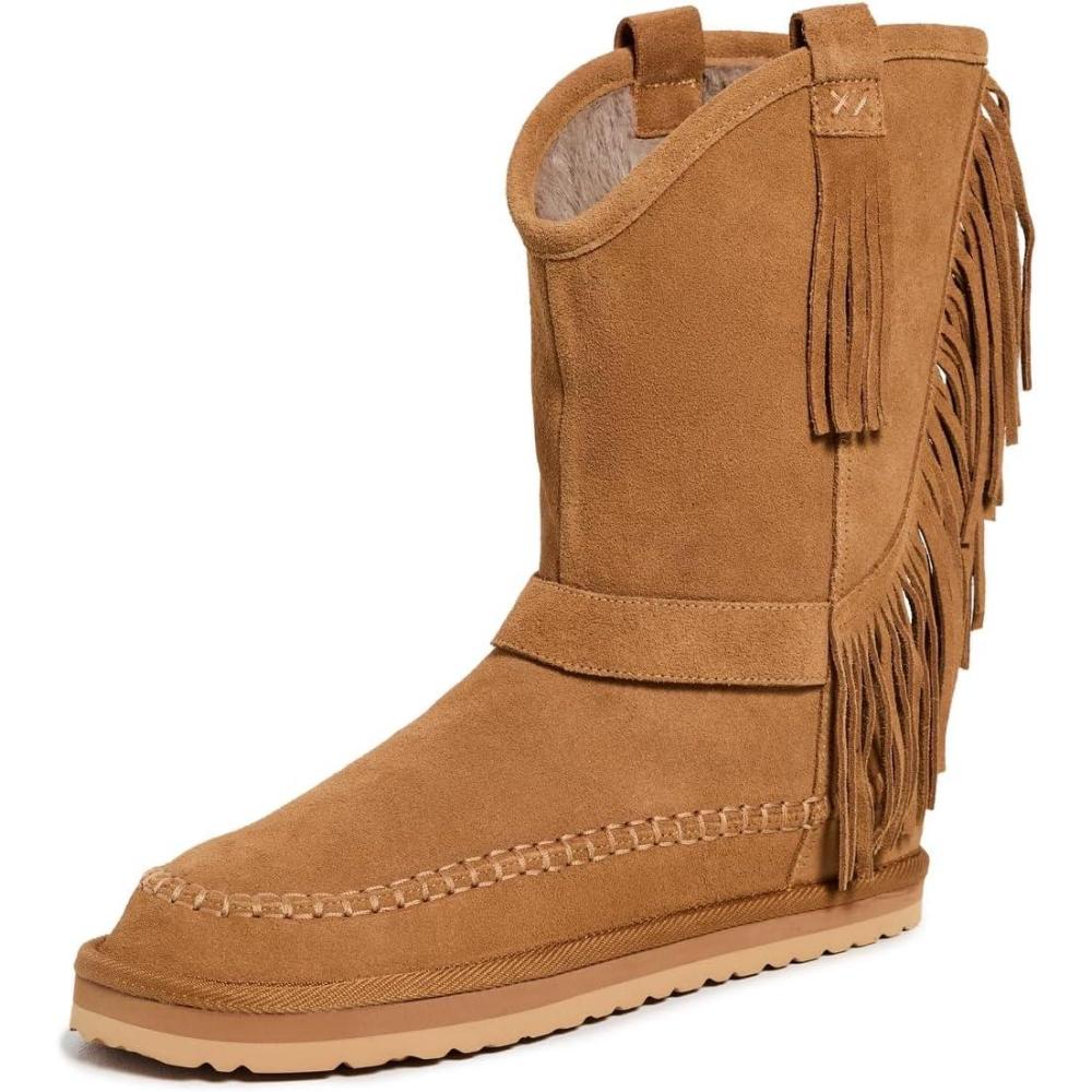 image:imageFree People Womens Faye Fringe Pull On Slipper BootsToffee Suede