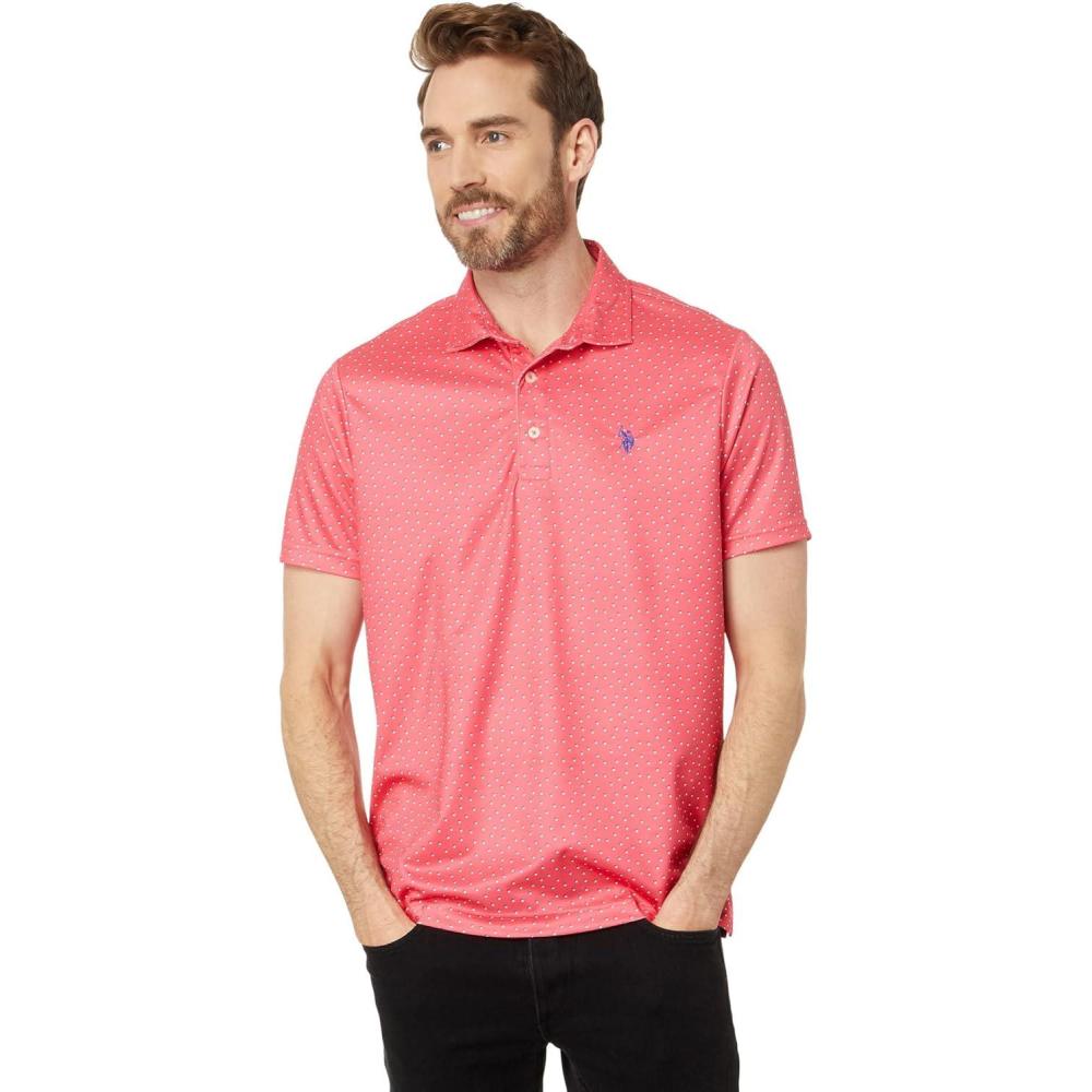 image:imagePerformance Polo with Shadow Dot Print by US Polo AssnRouge Red