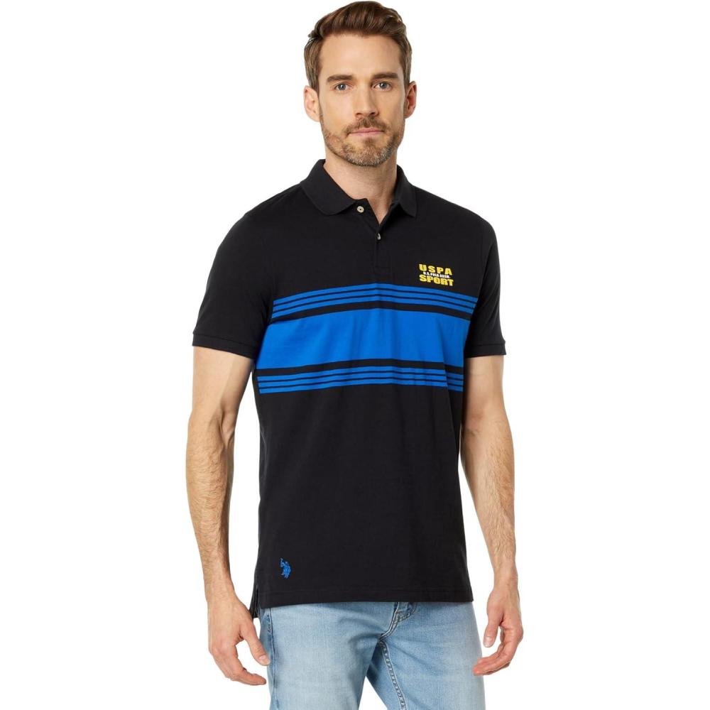 image:imageUS POLO ASSN Engineered Stripe Short Sleeve Knit PoloBlack